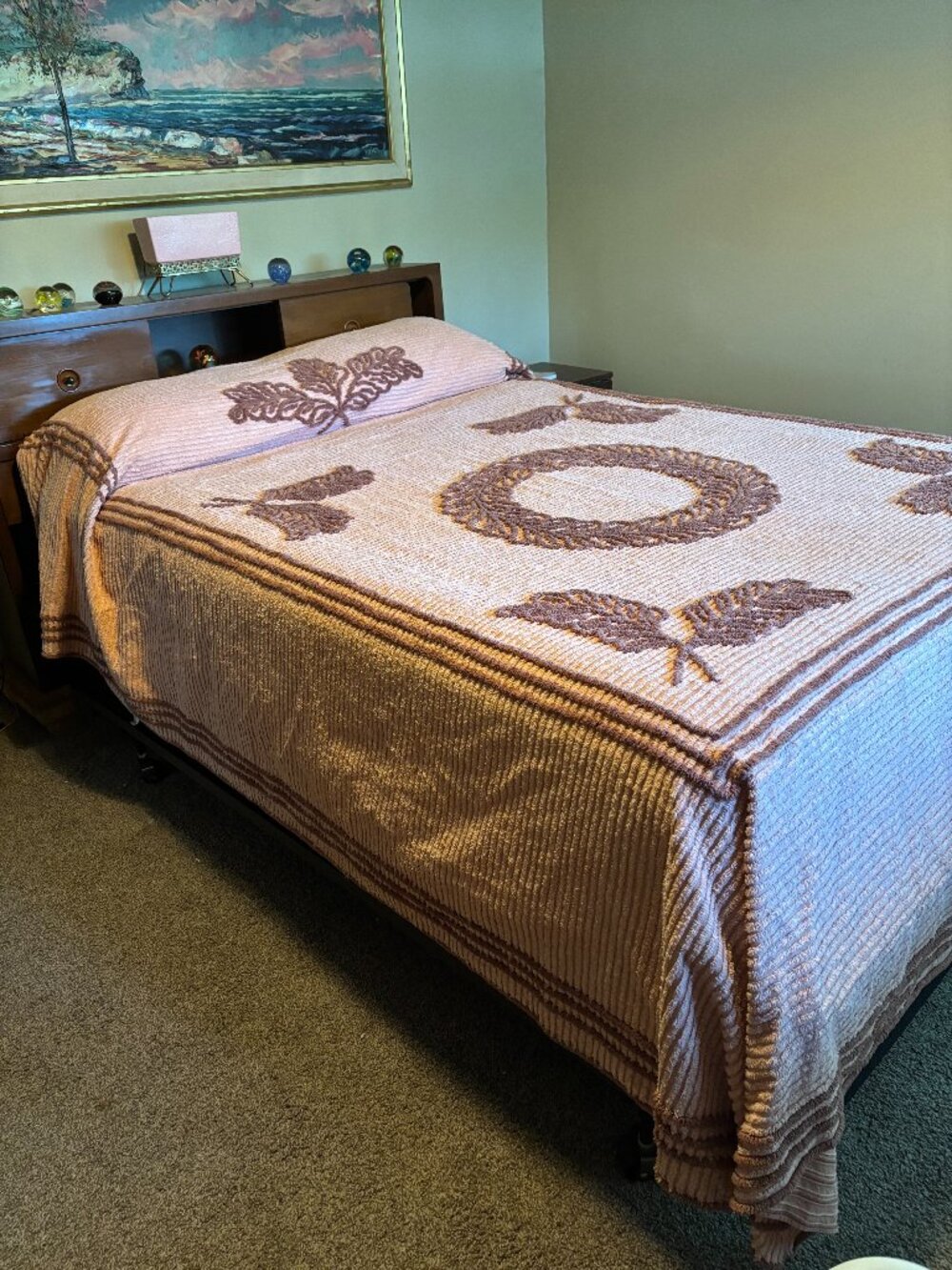 Pink Chenille Bedspread Twin/Full